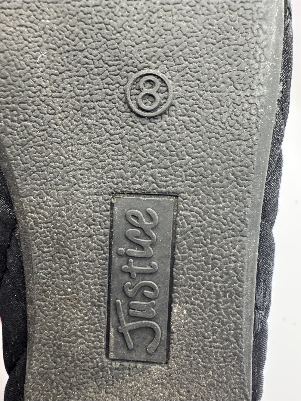 Justice Black Quilted Ballet Flats Patent Toe Bow Slip On Shoes Size 8 - Picture 12 of 12